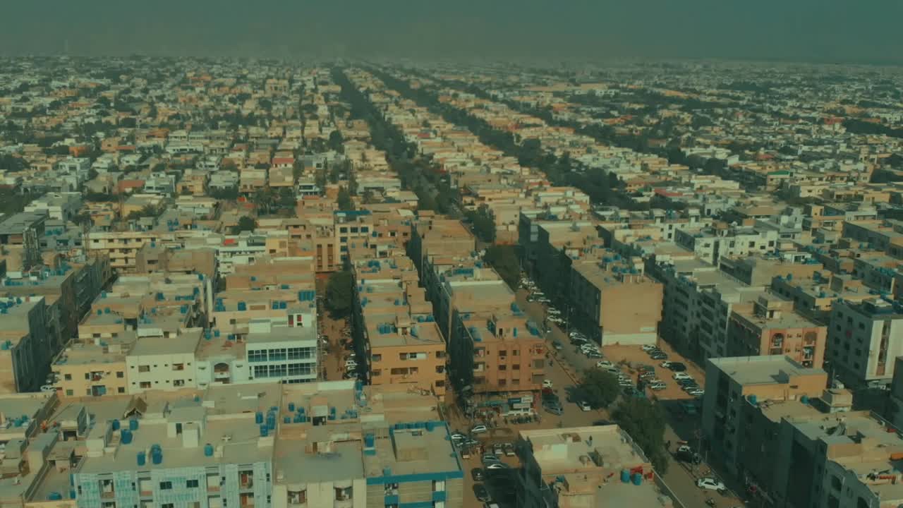 Aerial Over Rooftops At DHA Defence Karachi In Pakistan. Dolly Parallax