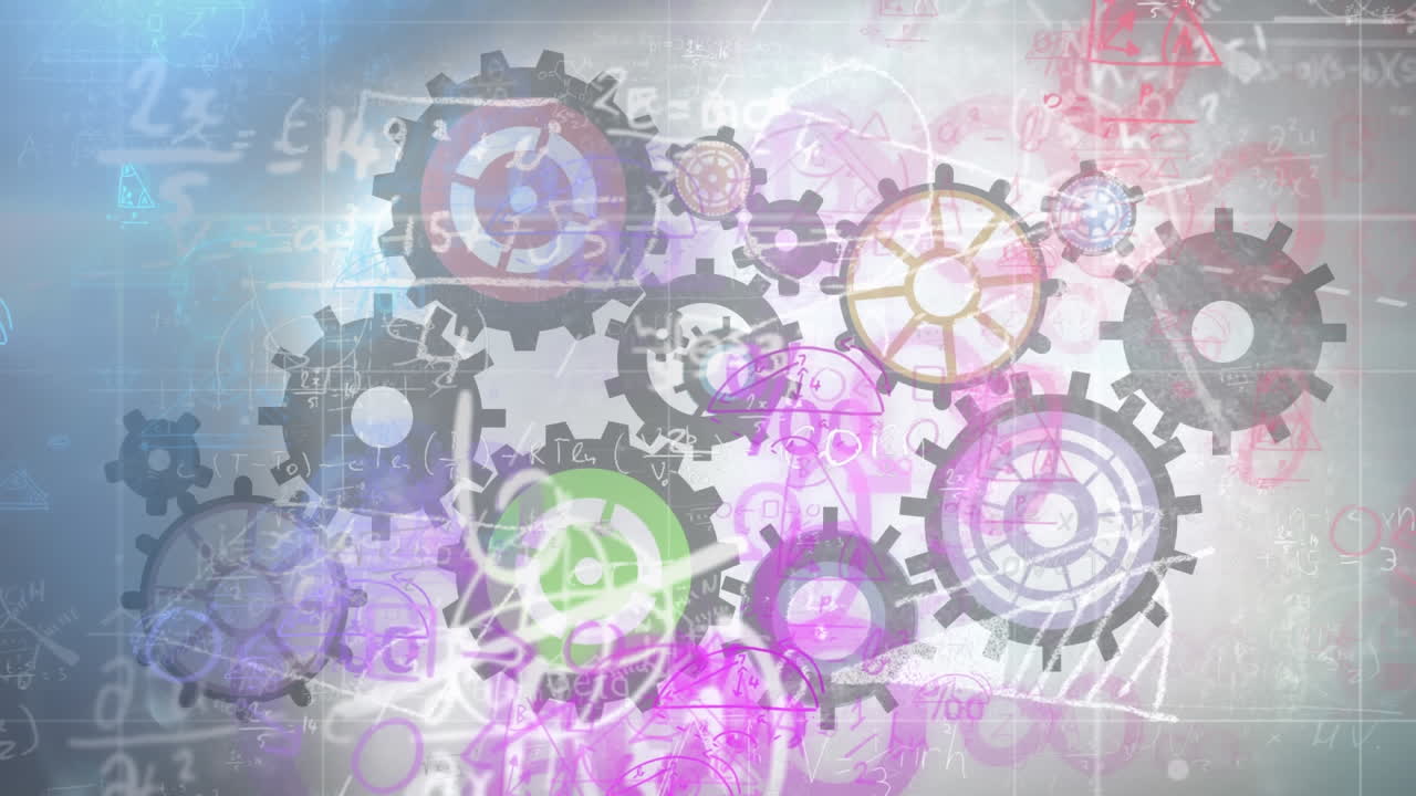 ecuaciones matemáticas sobre engranajes animados.