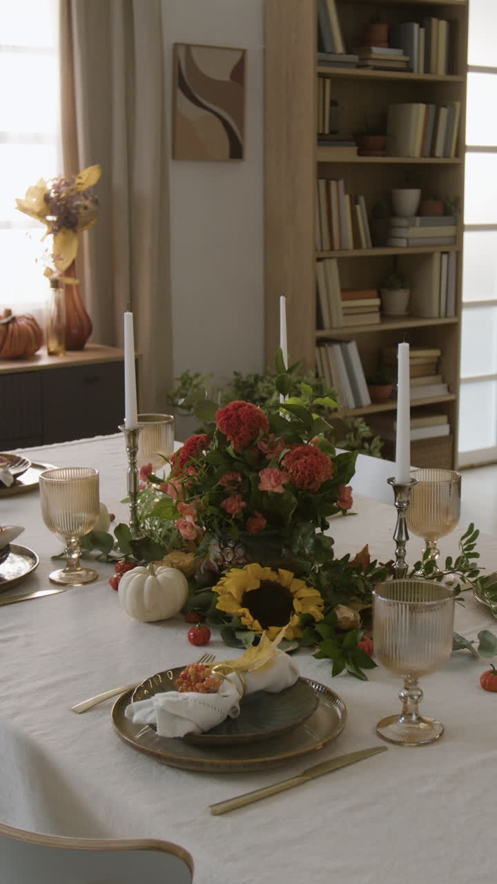 Autumn Table Setting with Floral Centerpiece