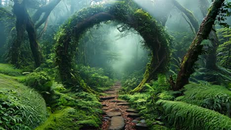 a path in the middle of a lush green forest