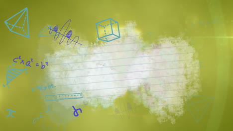 animación de dibujo matemático y energía sobre fondo verde