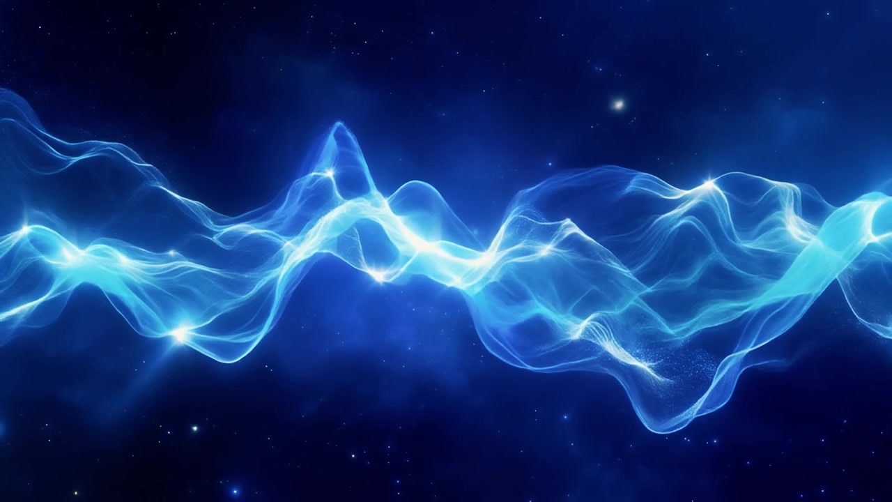 Abstract Blue Energy Wave Flowing Through Space
