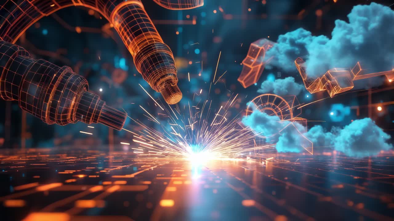 용접 기술 미래 추상 예술