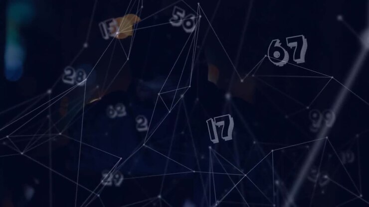 Animation of network of connections with numbers and hacker