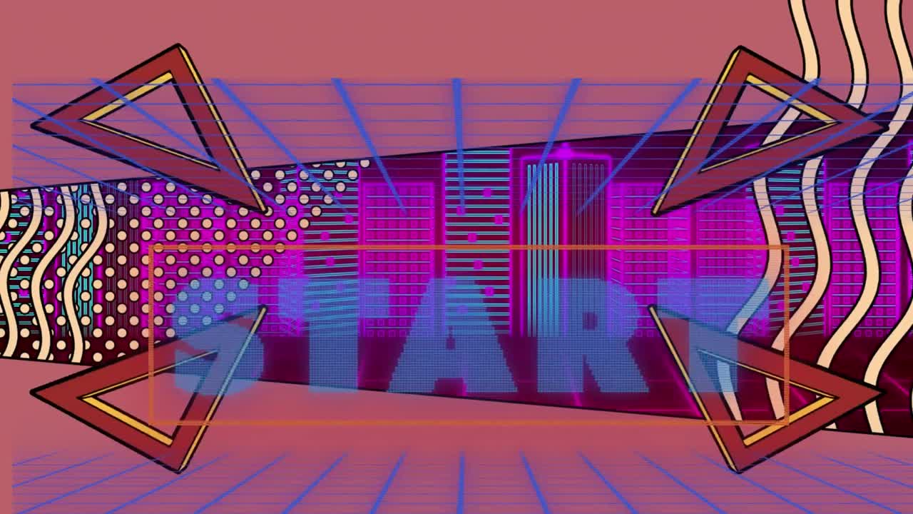 ⁇ 터 도시와 빨간색 공간에서 회전하는 삼각형의 시작 애니메이션