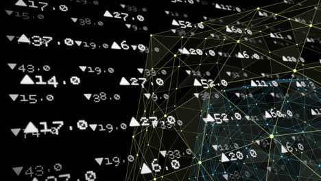 Animation of data processing on black background