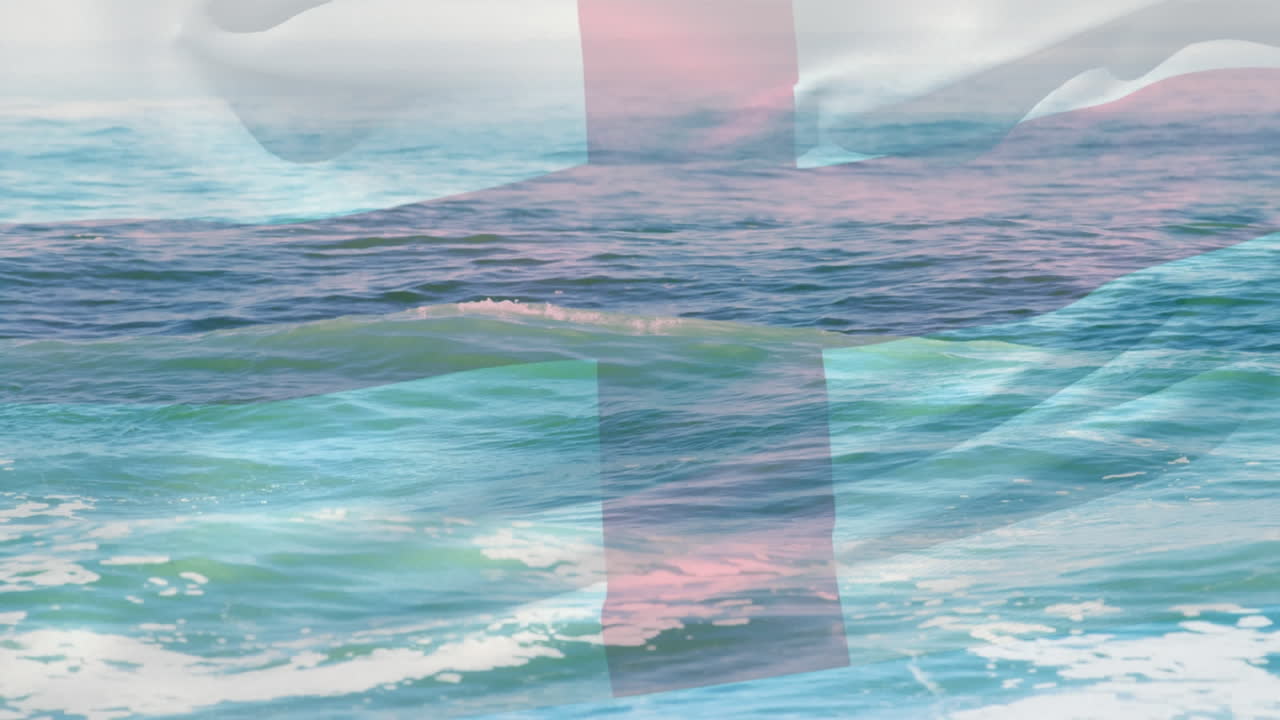 영국의  ⁇ 발이 바다의 파도 위에서 날아다니는 애니메이션