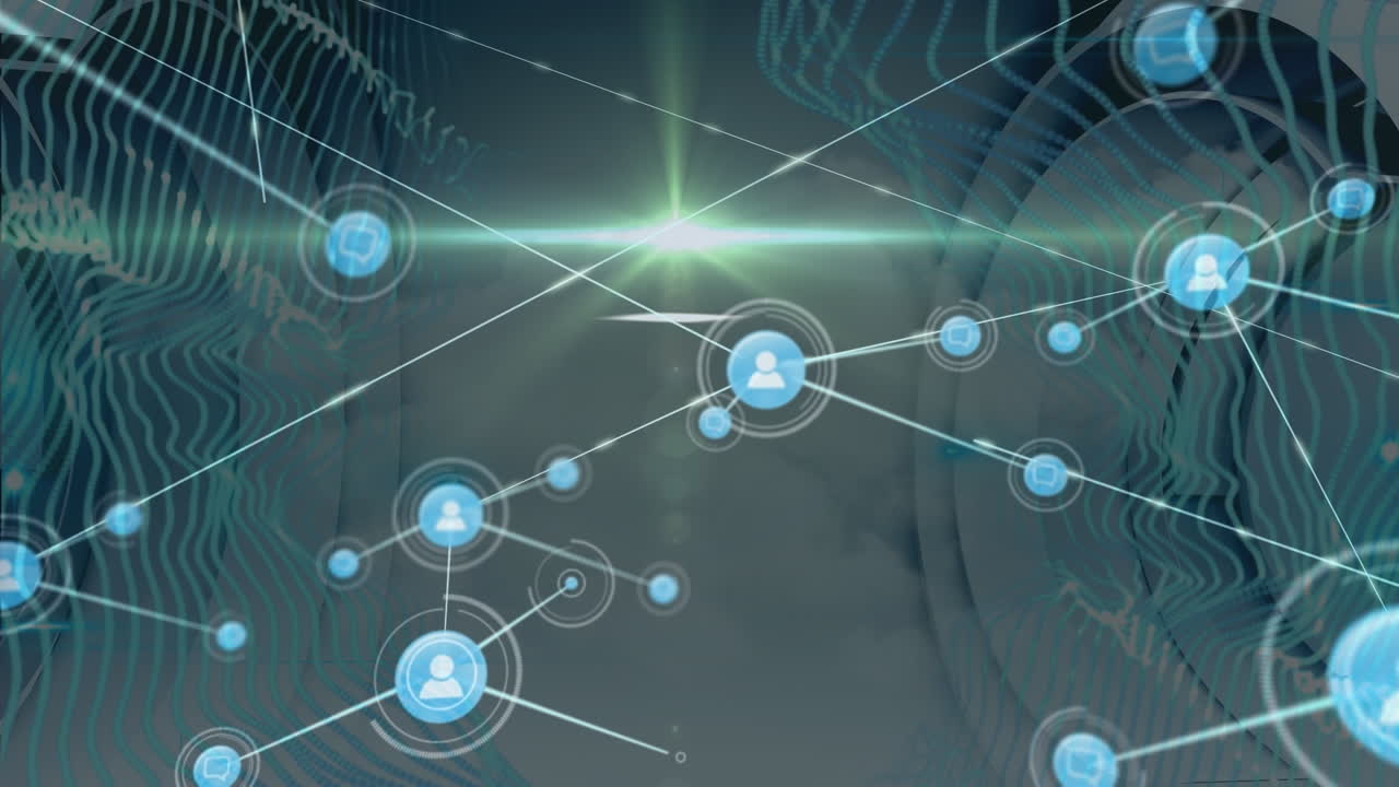 파동으로 디지털 공간을 통해 연결 네트워크의 애니메이션