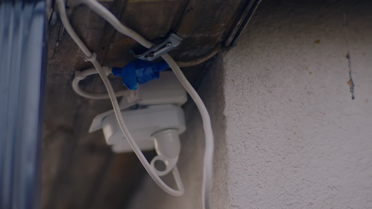 Close-up of Outdoor Electrical Wiring and Connections