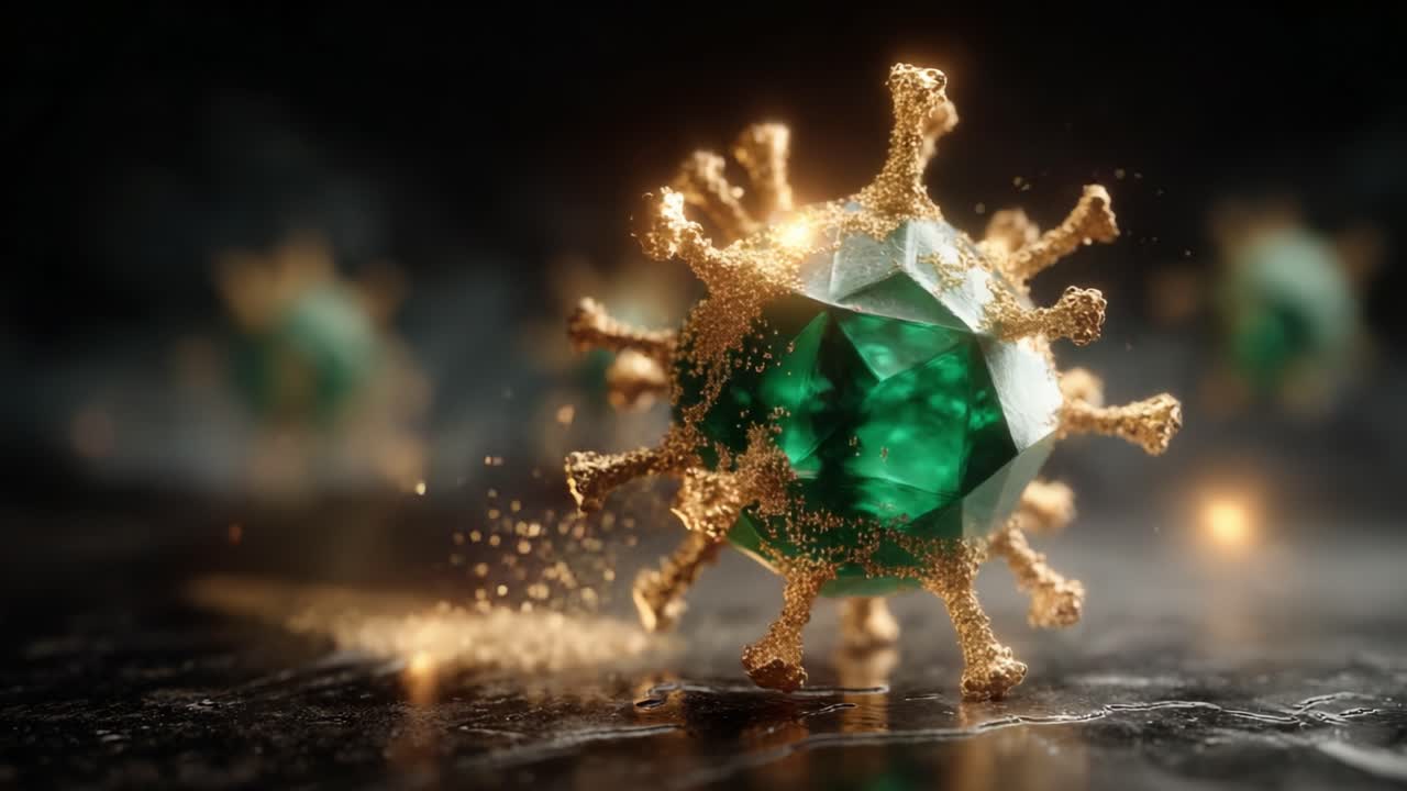 A Stunning Visualization of a Virus, Highlighting Its Intricate Structure and Brilliant Colors, Captured from Different Angles to Showcase Its Fascinating Design