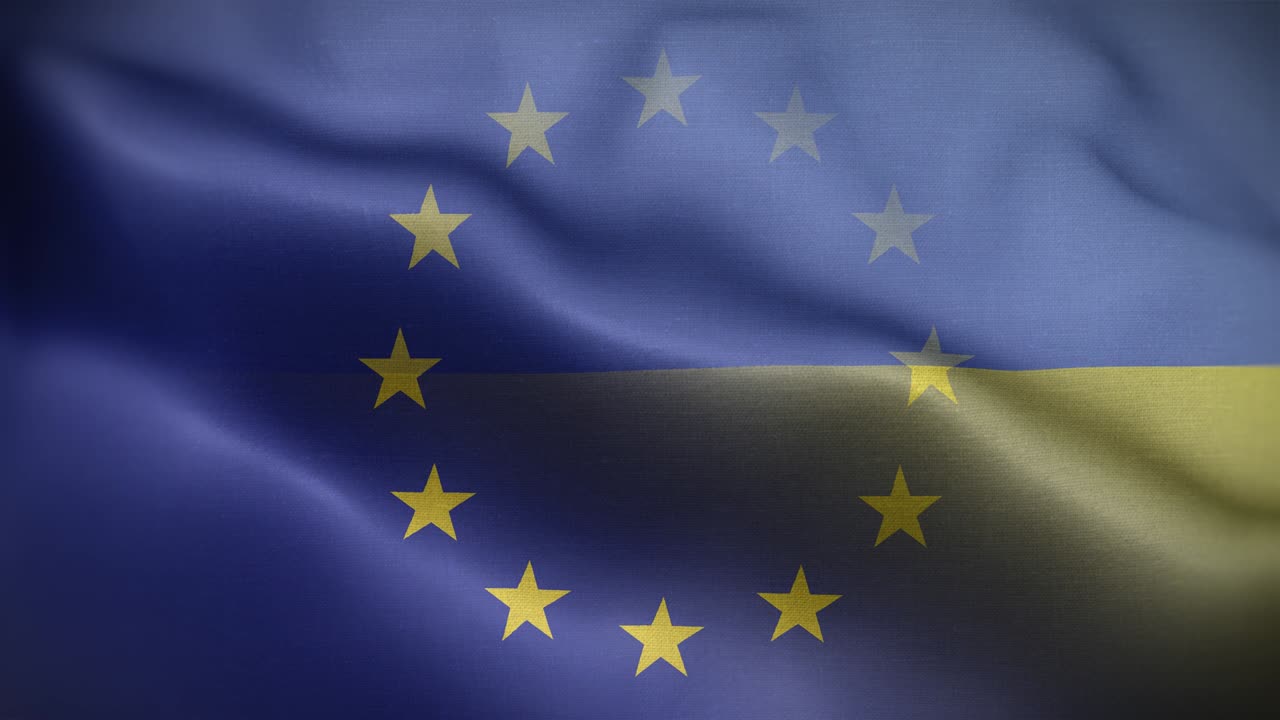 Sfondo in loop Bandiera UE Ucraina 4K