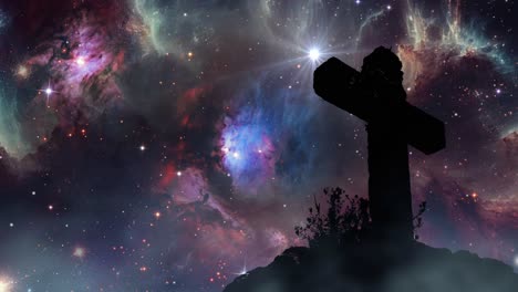 nebulosa brillante y silueta de pilar cruzado