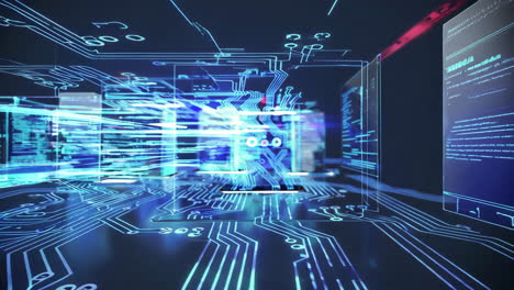 futuristic digital circuitry and data flow