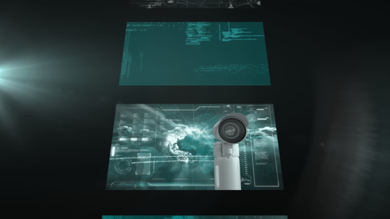 animación del procesamiento de datos sobre un fondo negro