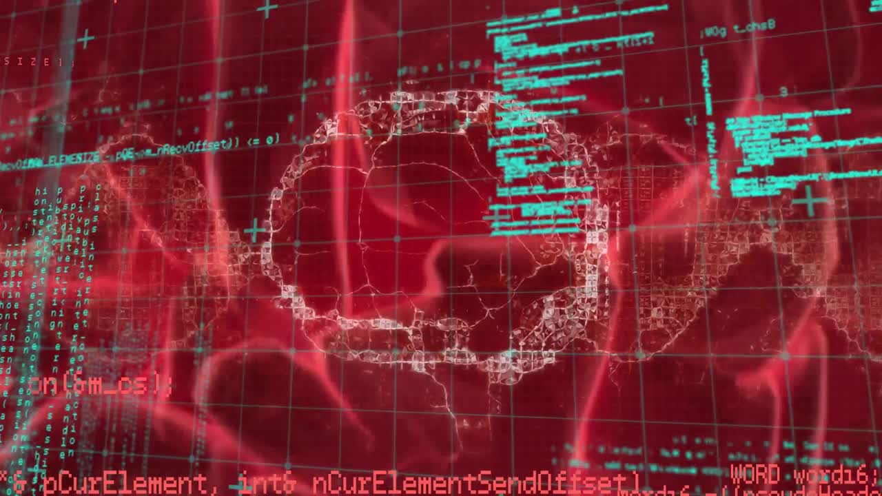 animación de la cadena de adn, modelo digital del cerebro y procesamiento de datos sobre un fondo negro