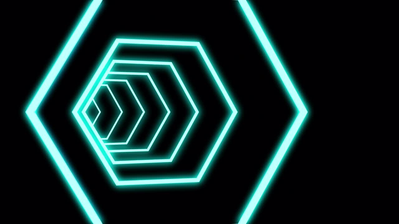 circuito de túnel de neón futurista, fondo negro