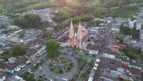 church and central park of the andean town of marsella in the department of risaralda in the colombian coffee triangle