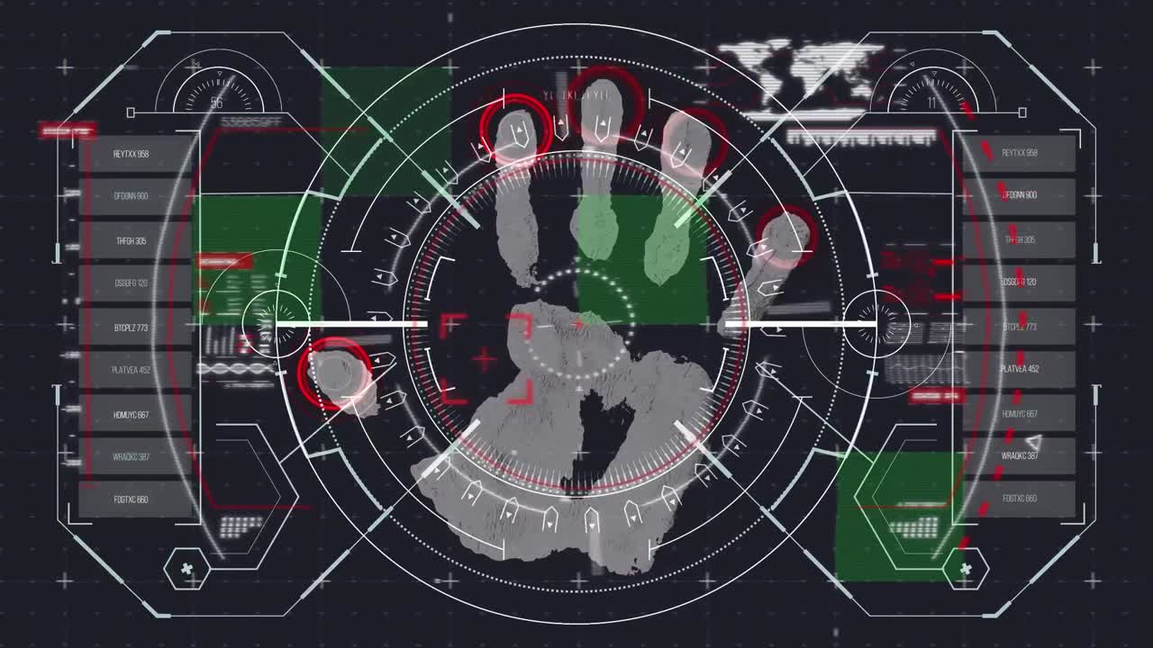 바이오메트릭 손자국에 대한 데이터 처리 애니메이션