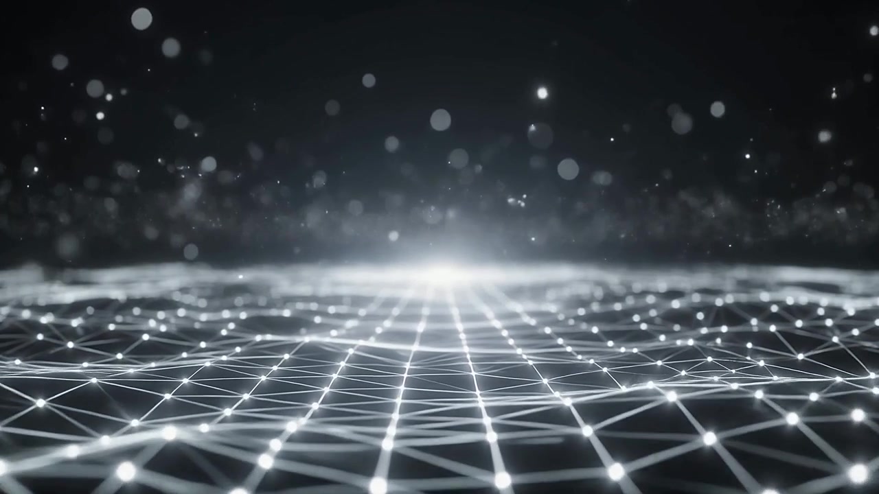 Abstract Technology Background with Glowing Network and Particles