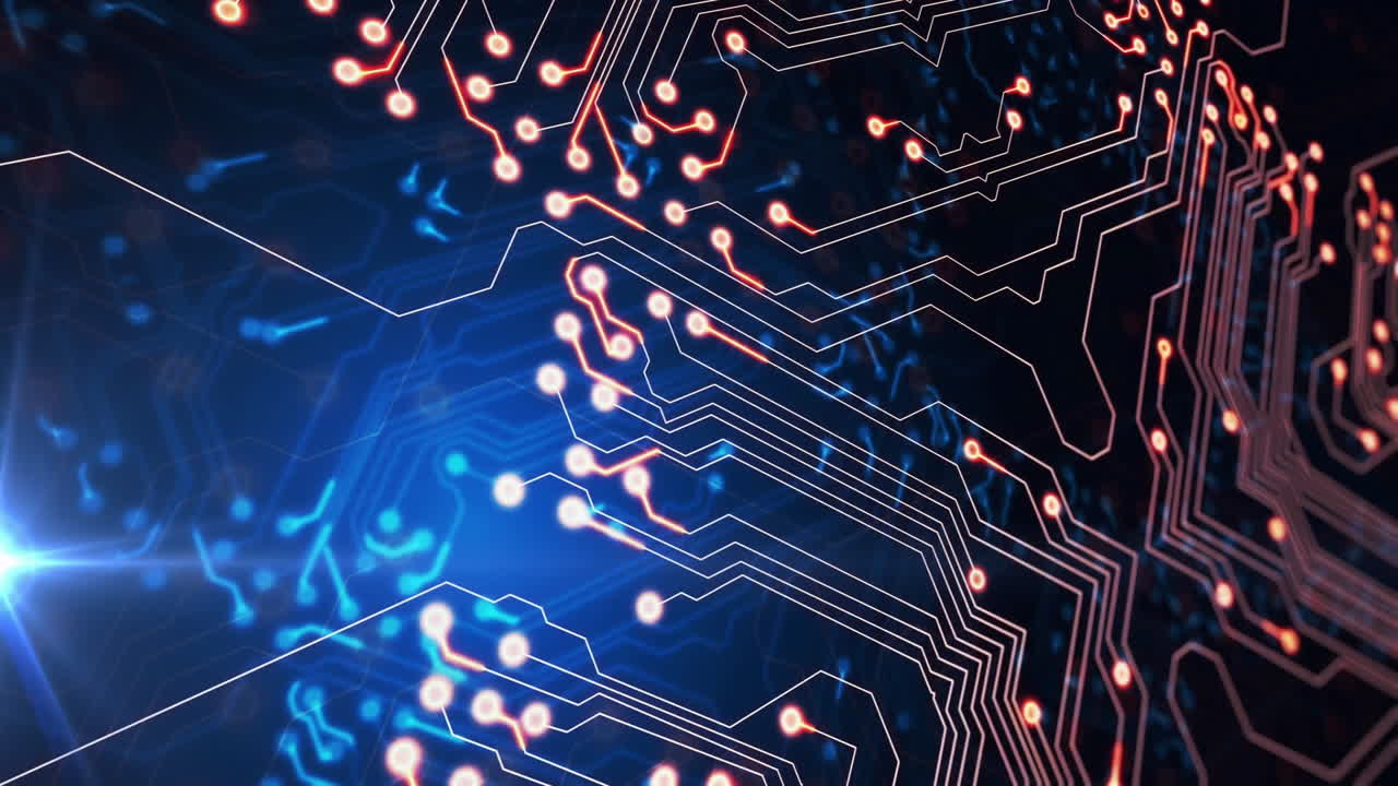 검은색 배경에 연결된 네온 네트워크의 애니메이션