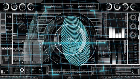 Animation-of-fingerprint-over-diverse-data-processing-on-digital-screen