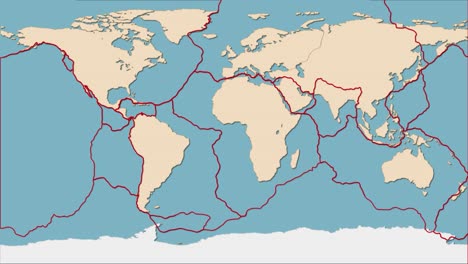 Animation of tectonic plates and fault lines