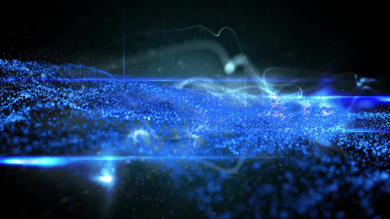 animación de formas azules que se mueven sobre un fondo negro