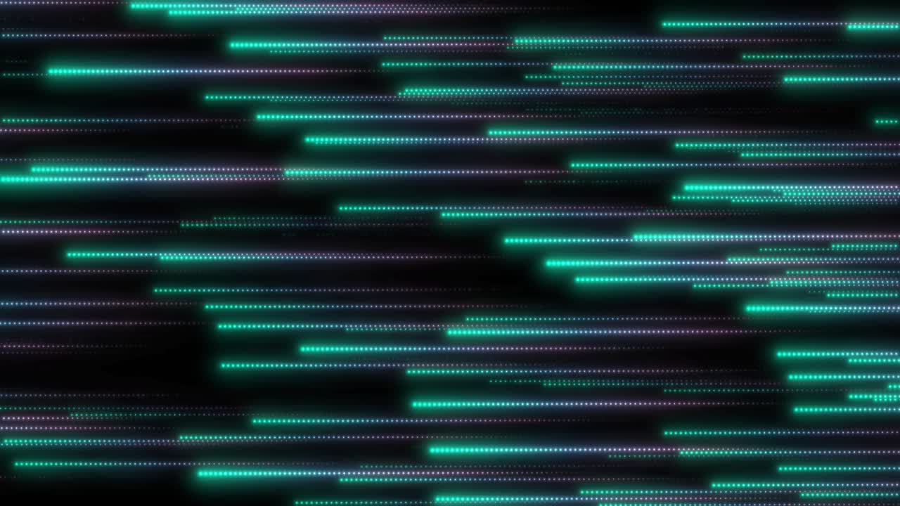 Green and purple glowing digital lines going from left to right on black background with alpha channel