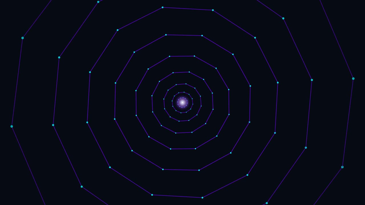 Abstract Geometric Concentric Circles with Pulsing Light Points