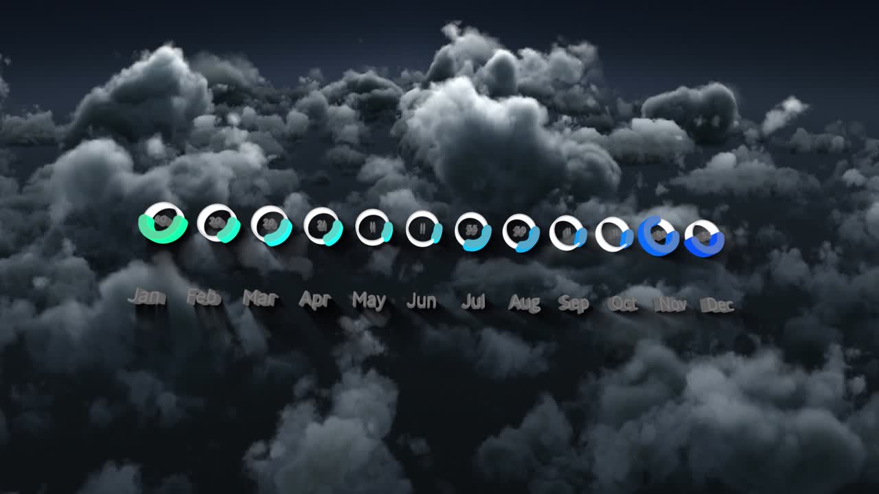 Animation of data processing over clouds