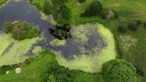 an aerial view of small fishing pools in the worcestershire countryside, england