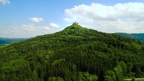 Hohenzollern-Castle,-Germany.-Aerial-FPV-drone-flights.