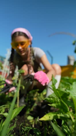 young woman gardening