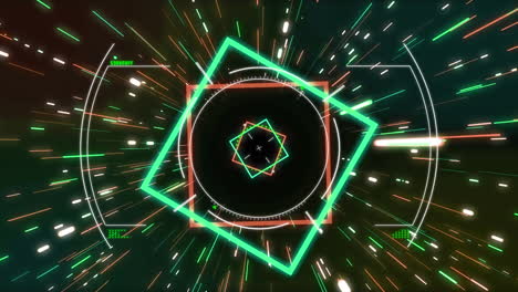 animación de senderos de neón sobre el escaneo del alcance