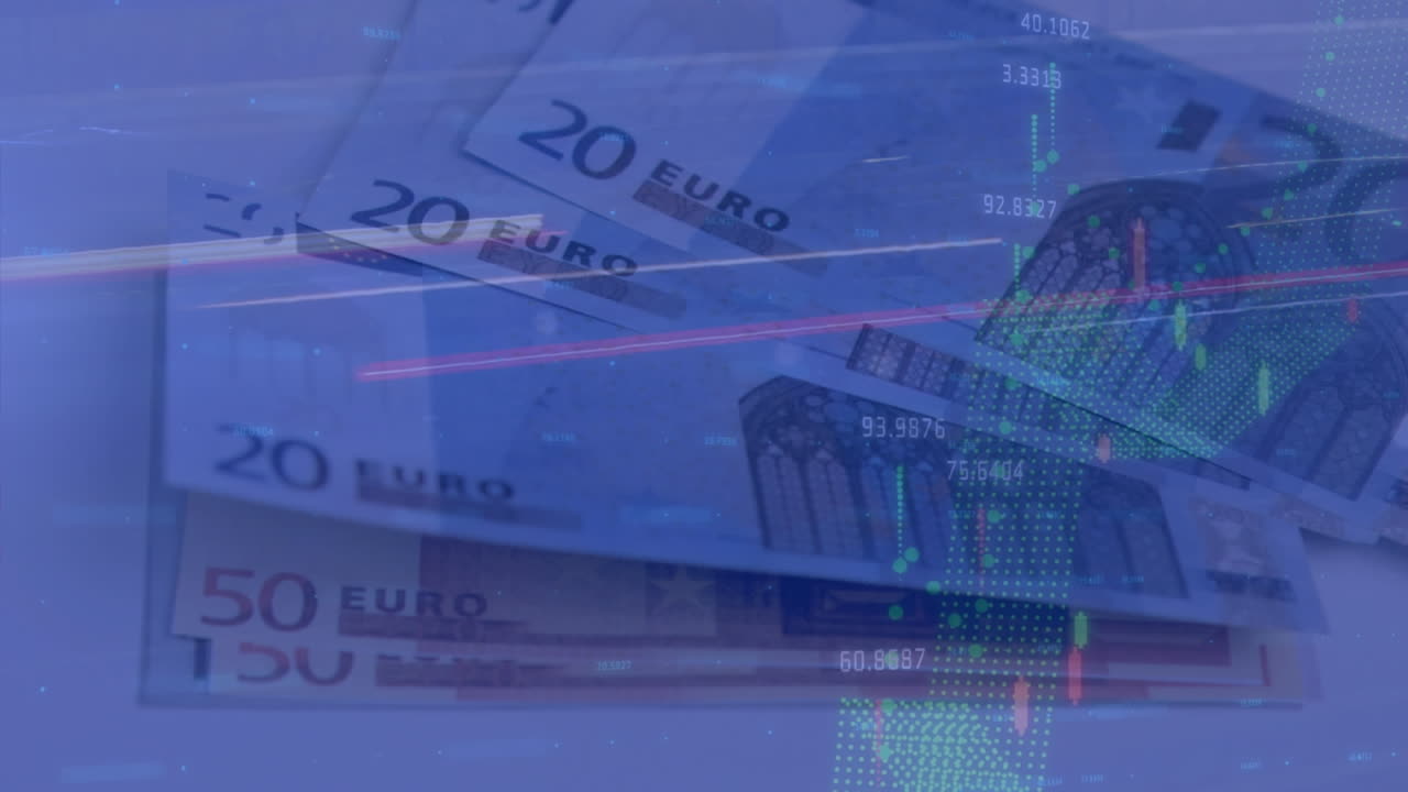 animazione dell'elaborazione dei dati sulle banconote