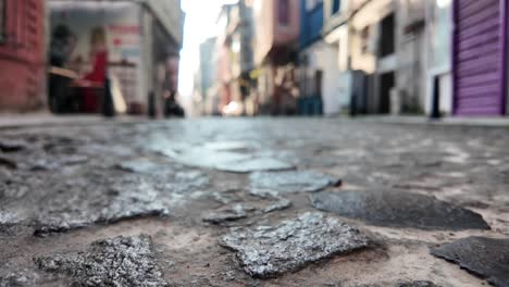 cobblestone street in old city