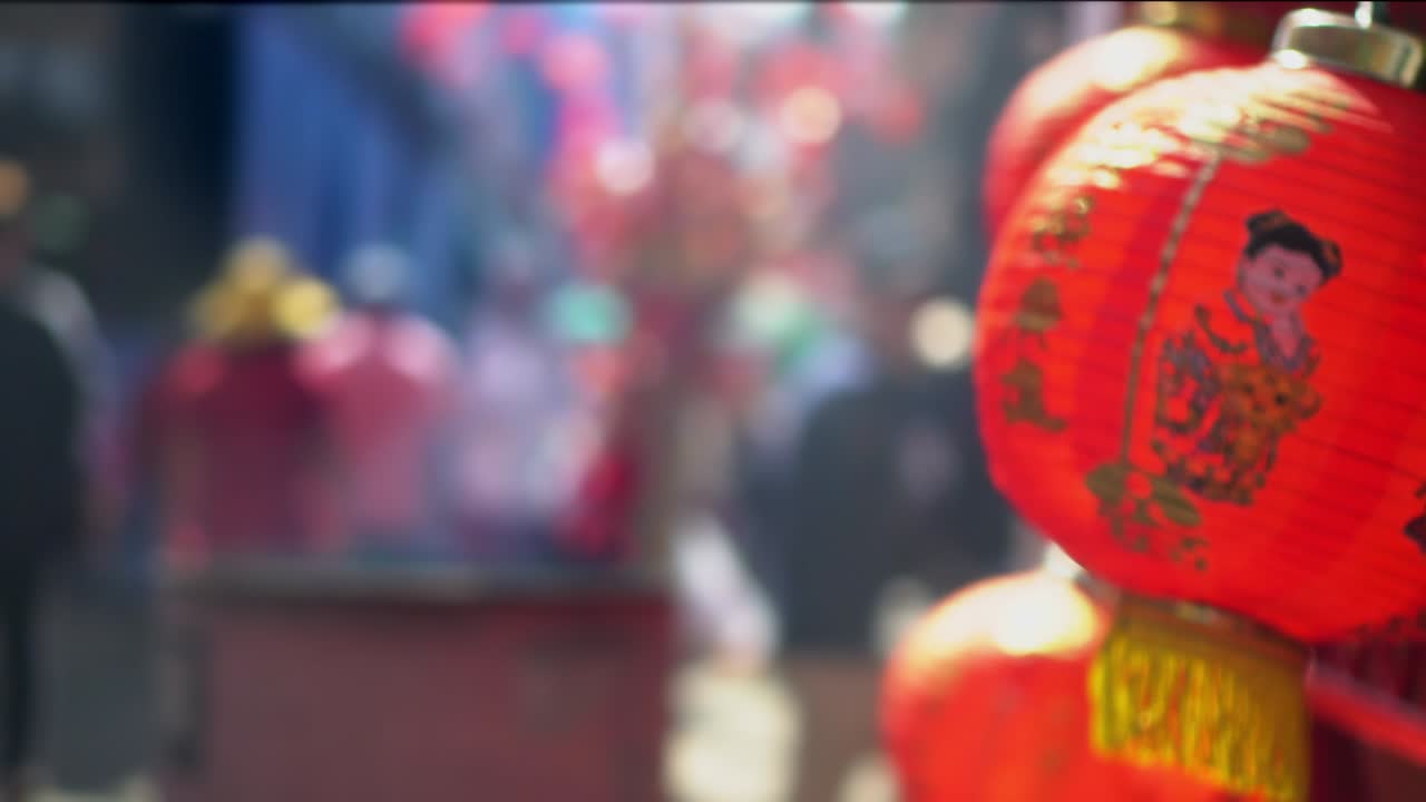 linternas de año nuevo chino en la ciudad china