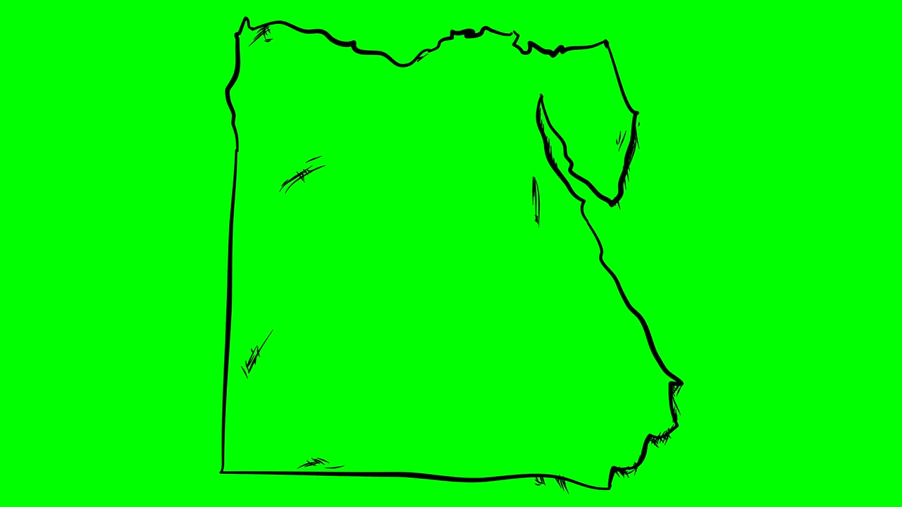 이집트 초록색 화면에 윤 지도를 그리는 고립 된 화이트 보드