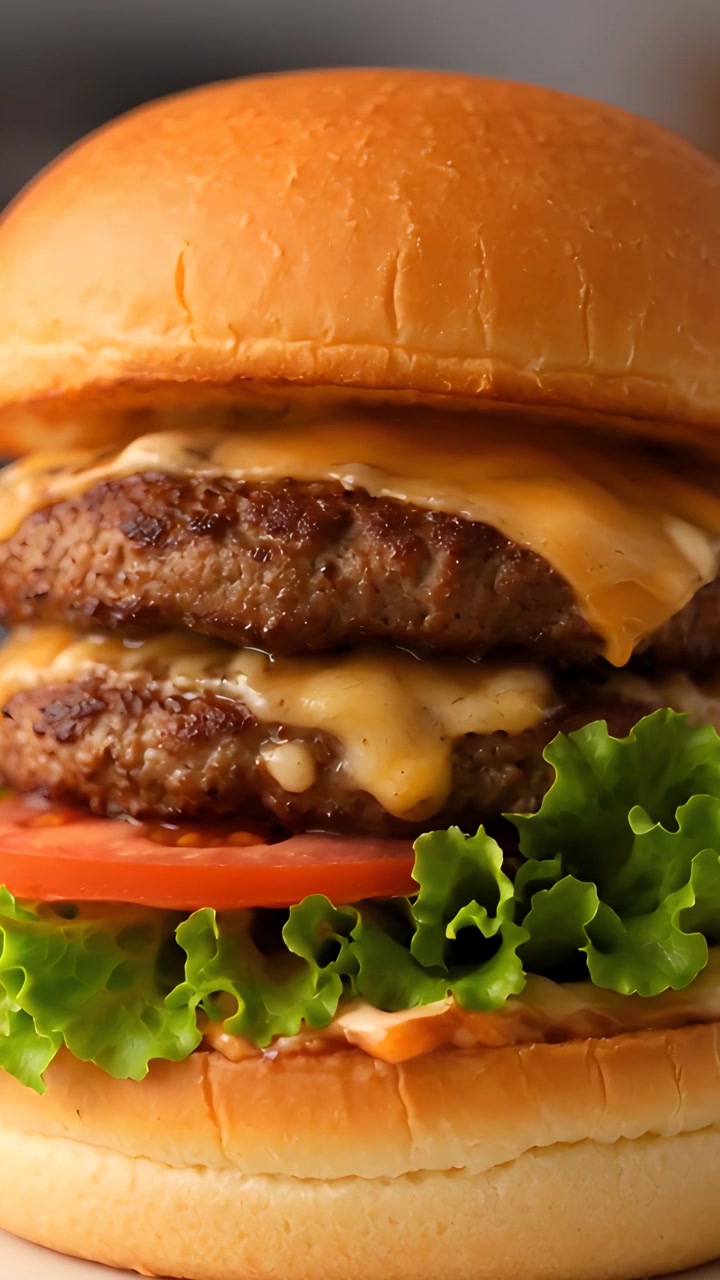 Hamburger Succoso Primo Piano Sfondo Bokeh 4K