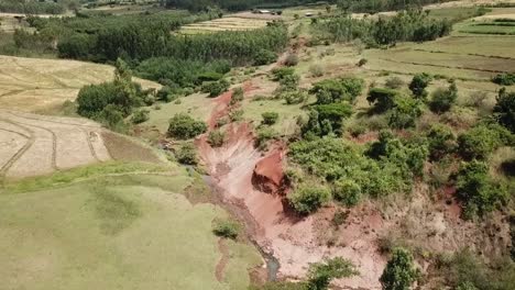 vista aérea de la erosión del suelo en etiopía