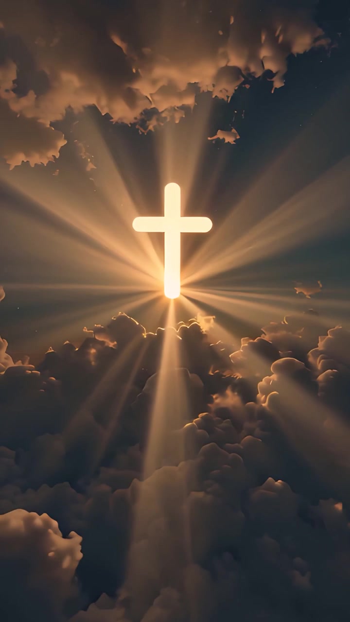 Christian Cross Heavenly Light Worship Background 4K
