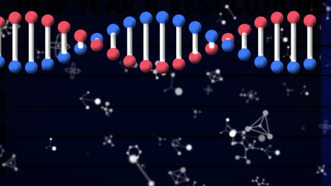animación de la cadena de adn sobre las moléculas sobre un fondo negro