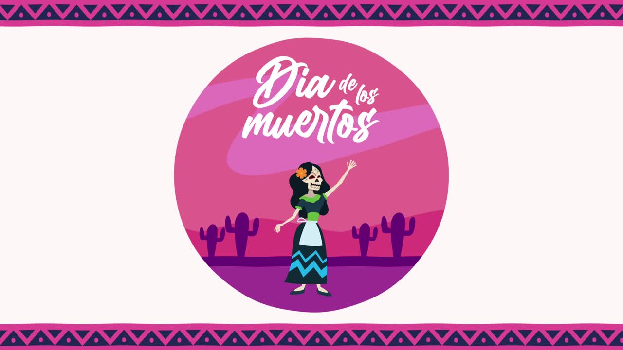 celebrazione del dia de los muertos con il cranio di una donna nel deserto