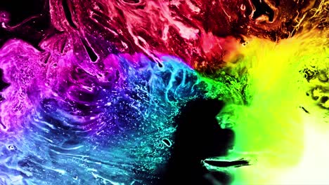 bright heat sun colorful ink and paint liquid reaction / cosmos nebula background