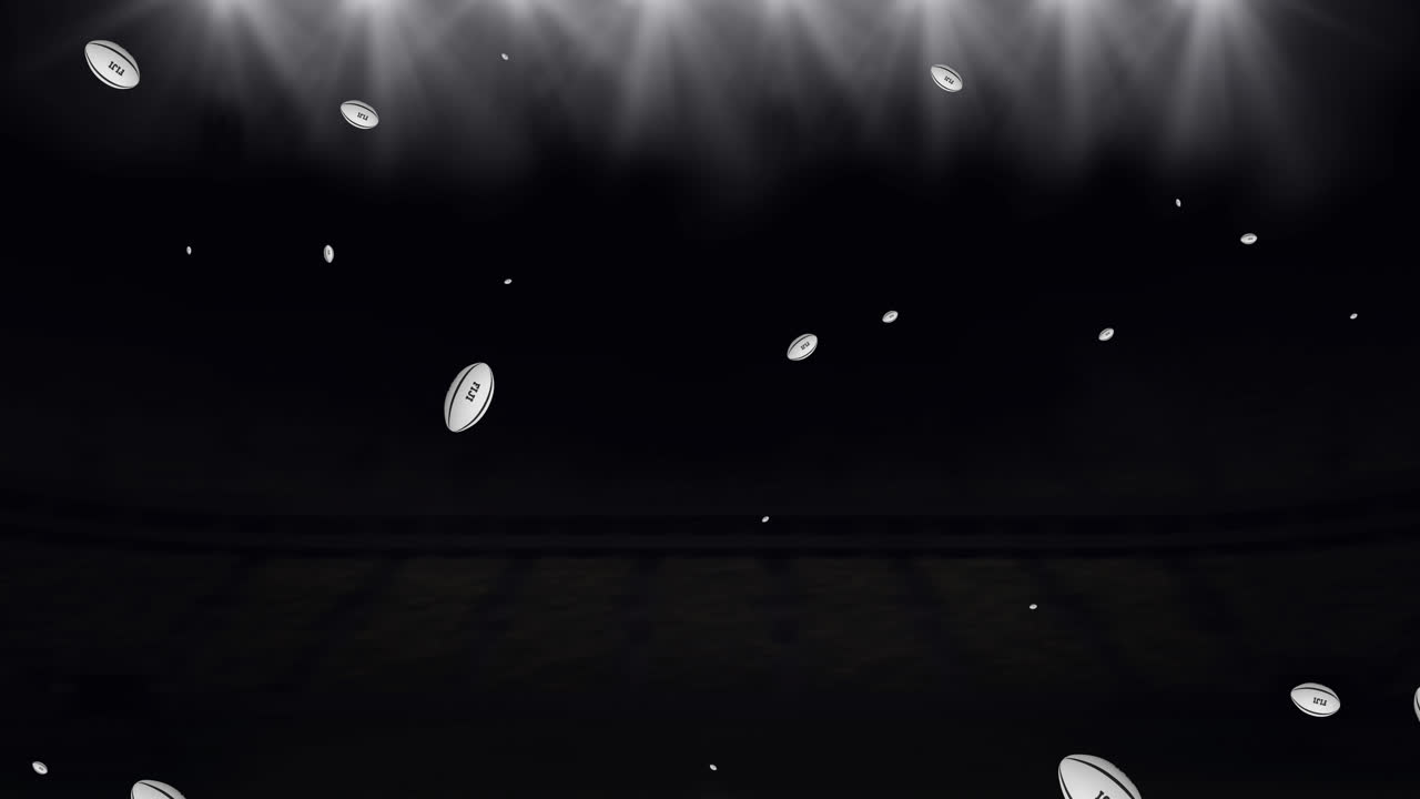 Premium stock video - Animation of white rugby balls with fiji text at ...