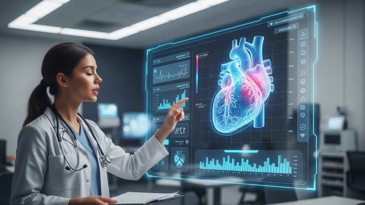 A Medical Professional Analyzing Advanced Heart Imaging Data in a High ...
