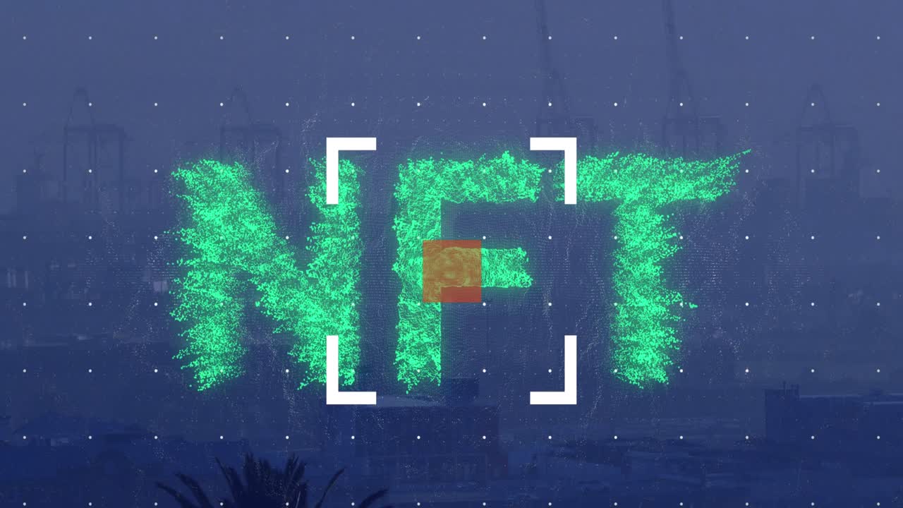 Animazione di NFT su paesaggio urbano