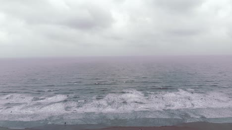 aerial shot of mandarmani beach in cloudy weather in west bengal during supercyclone biporjoy