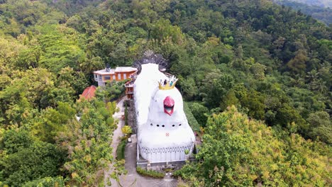 Aerial-view-of-unique-chicken-shaped-church-on-Rhema-Hill