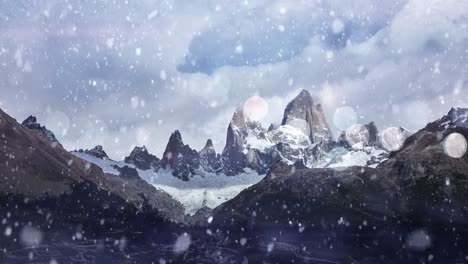 parque nacional torres del paine chile con nieve cayendo